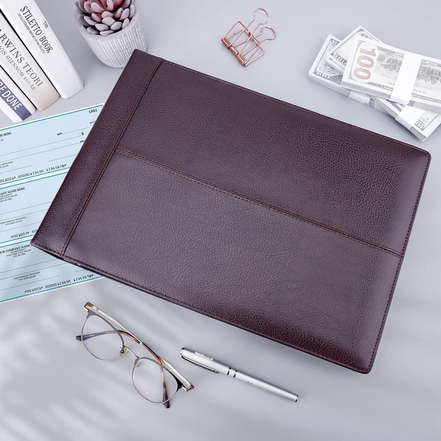 Alt view image 3 of 7 - 7 Ring Business Checkbook Binder for Business Checks, 600 Checks Capacity, PU Leather Check Book Binder Cover with Zipper Pouch, Executive Organizer Portfolio Holder for 9" x 13" Sheets, Coffee