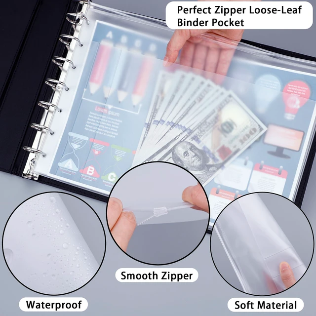 Alt view image 5 of 7 - 7 Ring Business Checkbook Binder for Business Checks, 600 Checks Capacity, PU Leather Check Book Binder Cover with Zipper Pouch, Executive Organizer Portfolio Holder for 9" x 13" Sheets, Coffee