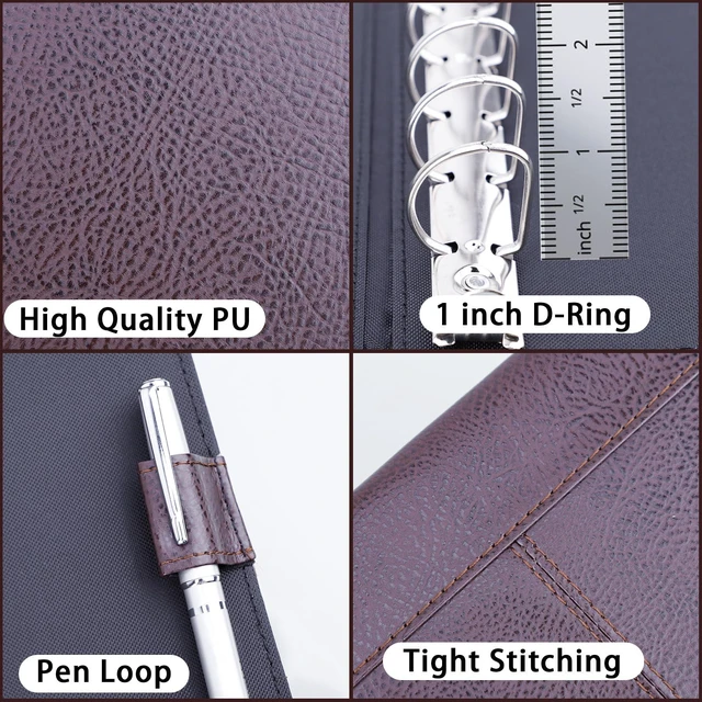 Alt view image 6 of 7 - 7 Ring Business Checkbook Binder for Business Checks, 600 Checks Capacity, PU Leather Check Book Binder Cover with Zipper Pouch, Executive Organizer Portfolio Holder for 9" x 13" Sheets, Coffee