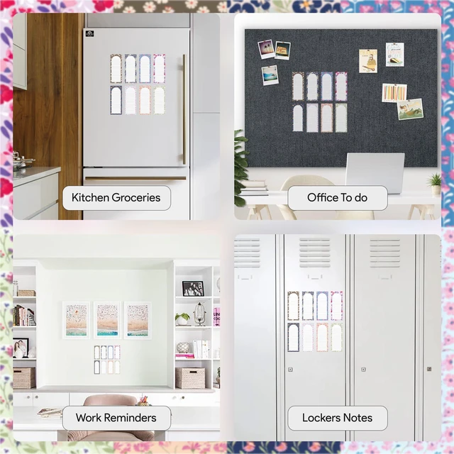 Alt view image 5 of 7 - Large Magnetic Note Pads for Fridge, 8 Pack Floral Grocery List, 60 Sheets Strong magnetic back, 60 sheets per pad, 9 x 3.5 in, big shopping and to do list pads, fridge memo pads