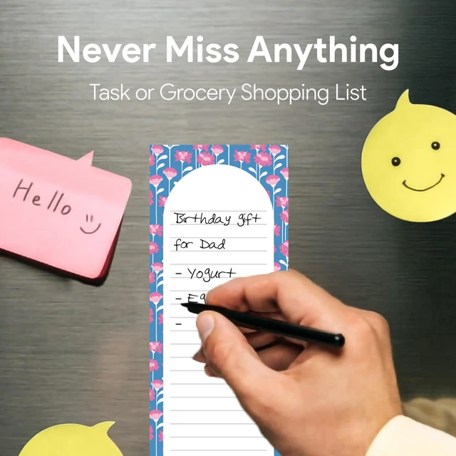 Alt view image 6 of 7 - Large Magnetic Note Pads for Fridge, 8 Pack Floral Grocery List, 60 Sheets Strong magnetic back, 60 sheets per pad, 9 x 3.5 in, big shopping and to do list pads, fridge memo pads