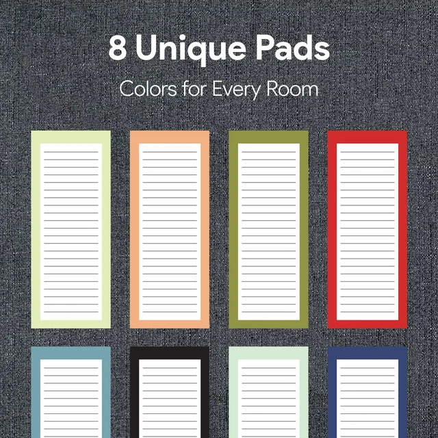 Alt view image 6 of 7 - Large Magnetic Notepads for Refrigerator, 8 Pack Solid Grocery List Strong magnetic back, 60 sheets per pad, 9 x 3.5 in, big shopping and to do list pads, fridge memo pads