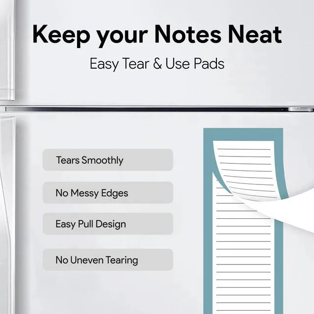 Alt view image 7 of 7 - Large Magnetic Notepads for Refrigerator, 8 Pack Solid Grocery List Strong magnetic back, 60 sheets per pad, 9 x 3.5 in, big shopping and to do list pads, fridge memo pads