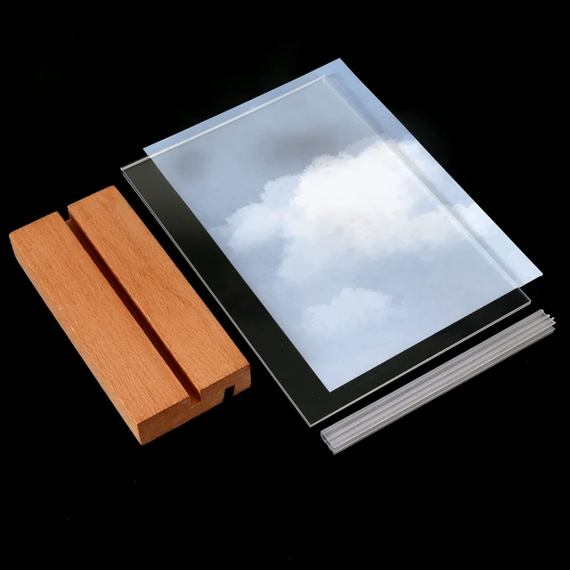 Alt view image 4 of 7 - 8.5 x 11 Acrylic Sign Holder with Wood Base 5 Pack L/T Shape Vertical or Slant Back Display for Wedding, Restaurant, Store, Office, Hotel