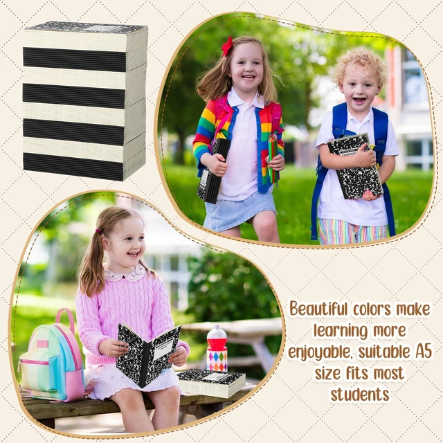 Alt view image 5 of 7 - 100 Pack A5 Composition Notebooks Bulk College Ruled Composition Notebooks Marble Covers Notebook for Student Classroom Office Supplies 30 Sheet/60 Page(Black)