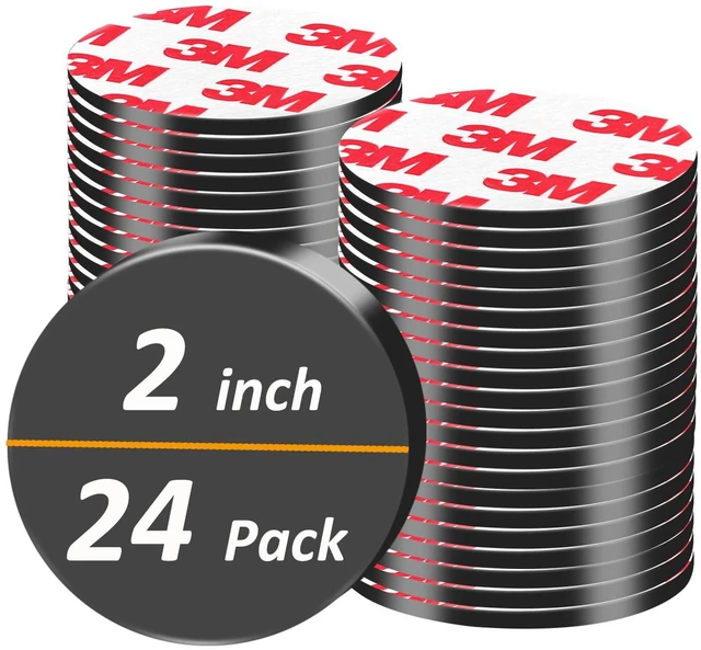 Main image of 24Pack, 2 inch Large Round Magnets with Adhesive Backing, 50mm Precut Strong Sticky Big Magnetic Dots Tapes for DIY Crafts Projects Whiteboard, Fridge, Organization