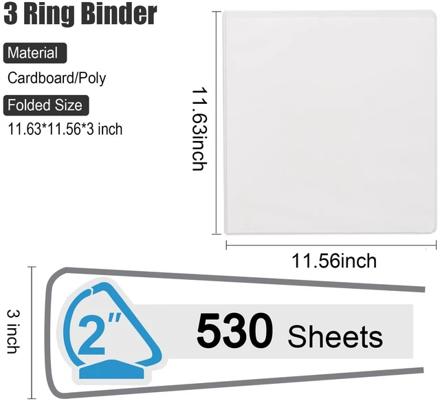 Alt view image 2 of 5 - Heavy Duty Slant-D Ring View Binder, 2 inch 3 Ring Binders, Hold 500 Sheets of 8.5" x 11" Paper, 8 Pack (White)