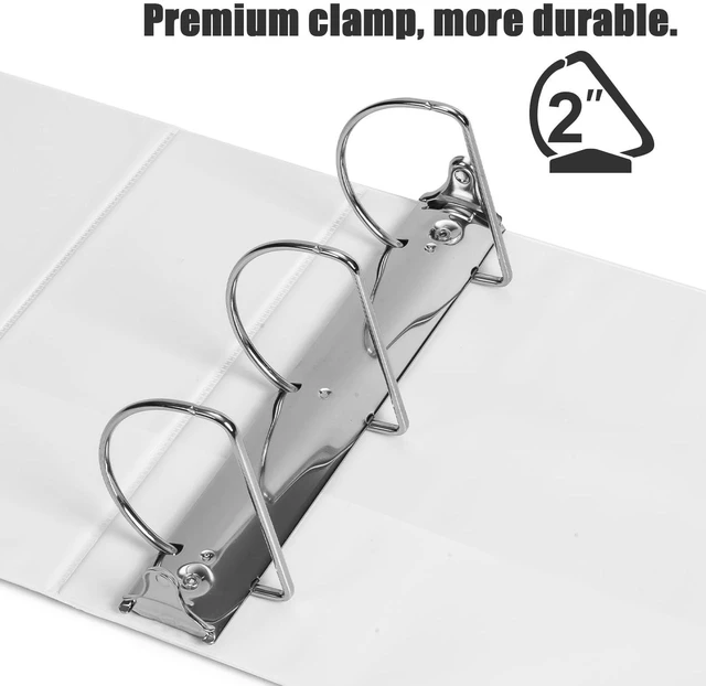 Alt view image 5 of 5 - Heavy Duty Slant-D Ring View Binder, 2 inch 3 Ring Binders, Hold 500 Sheets of 8.5" x 11" Paper, 8 Pack (White)