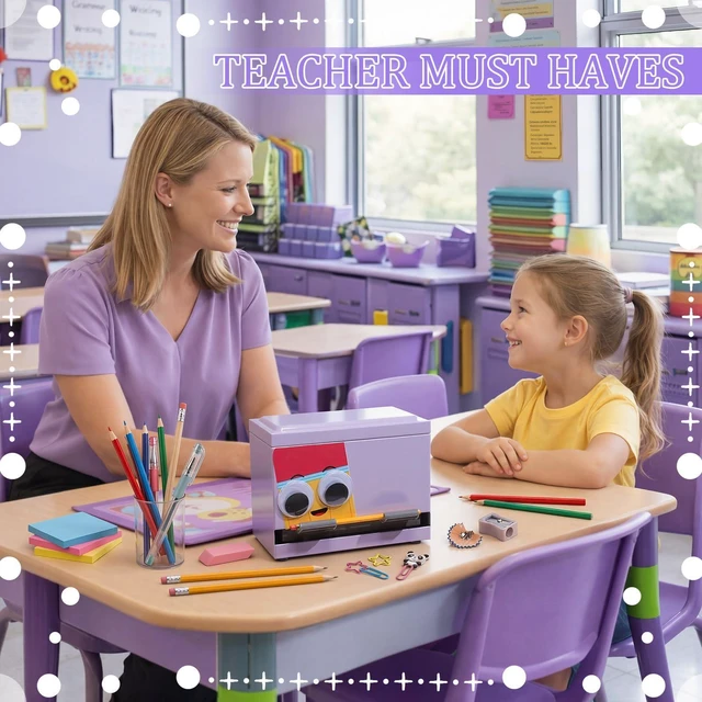 Alt view image 6 of 7 - Purple Googly Eyes Pencil Dispenser Stainless Steel for Classroom Desk Organizer for Teachers, Daycare Must Haves, Preschool Kindergarten Back to School Supply, Fun Automatic Holder