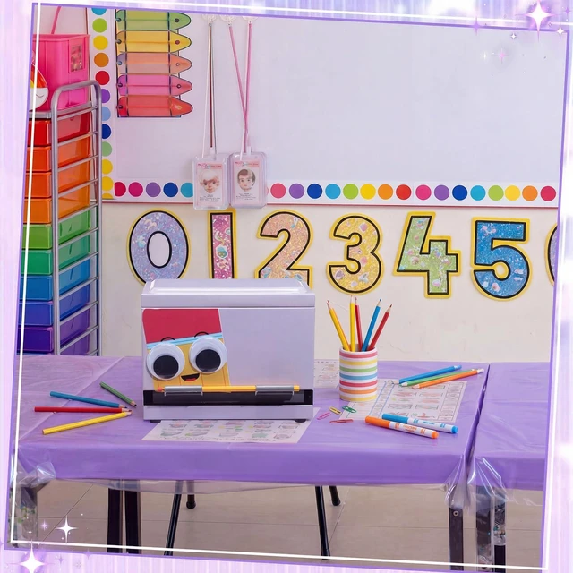 Alt view image 7 of 7 - Purple Googly Eyes Pencil Dispenser Stainless Steel for Classroom Desk Organizer for Teachers, Daycare Must Haves, Preschool Kindergarten Back to School Supply, Fun Automatic Holder