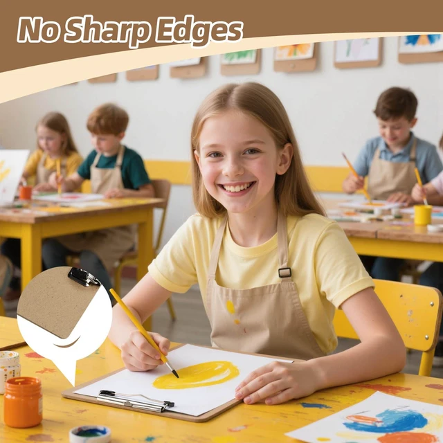 Alt view image 2 of 6 - 16 Pack Clipboard, 8.5x11 Clip Board Bulk, Wooden Clipboard A4 Hardboard Brown Clipboards, Standard Letter Size Clip Board for Classroom, Student, Office & School Supplies