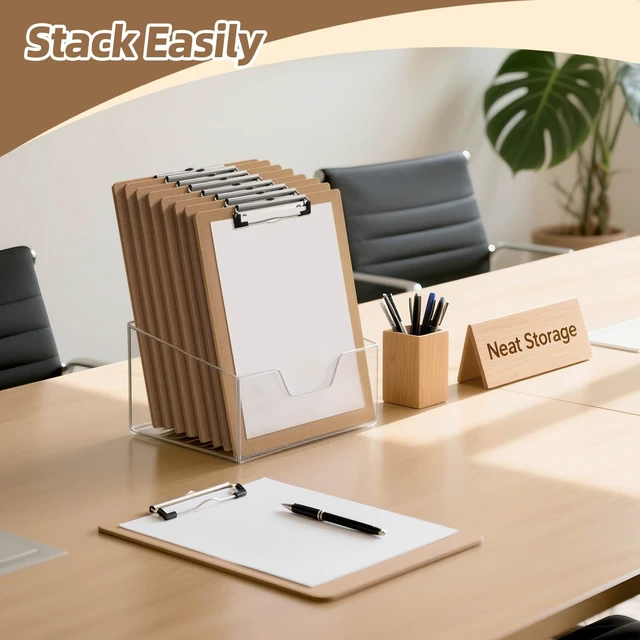 Alt view image 3 of 6 - 16 Pack Clipboard, 8.5x11 Clip Board Bulk, Wooden Clipboard A4 Hardboard Brown Clipboards, Standard Letter Size Clip Board for Classroom, Student, Office & School Supplies