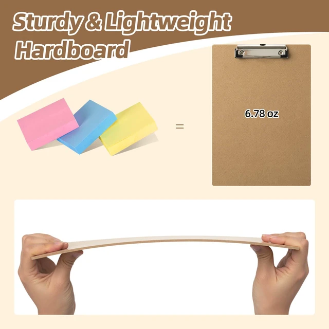 Alt view image 4 of 6 - 16 Pack Clipboard, 8.5x11 Clip Board Bulk, Wooden Clipboard A4 Hardboard Brown Clipboards, Standard Letter Size Clip Board for Classroom, Student, Office & School Supplies