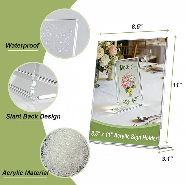 Alt view image 3 of 6 - Acrylic Sign Stand Holder, 8.5x11 Plastic Clear Display Literature Holders 12 Pack Sign Holders Suit for Flyer, Magazine, Pamphlet, Booklet Display