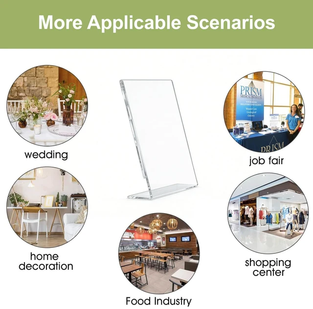 Alt view image 5 of 6 - Acrylic Sign Stand Holder, 8.5x11 Plastic Clear Display Literature Holders 12 Pack Sign Holders Suit for Flyer, Magazine, Pamphlet, Booklet Display