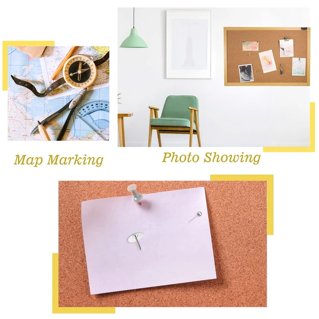 Alt view image 5 of 6 - 310 Pcs Silver Push Pins Set, 5 Styles for Cork Board, Office, Home Plastic & Metal; Reusable 5-Compartment Box; For Notes, Photos, Maps, Calendars; Office, School, Home Use