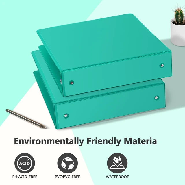 Alt view image 4 of 7 - 2 Inch Round Ring View Binder for Durability, 6 Pack (Lake Green) Standard 3 Ring Binder for 450 Sheets of US Letter Size Paper, PVC-Free, Clear Front Pocket, Office Home School Use