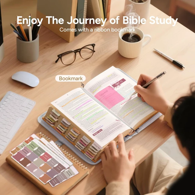 Alt view image 6 of 7 - Adjustable Bible Cover with 75 Bible Tabs - Bible Cover Case for Women Waterproof, Washable Quilted Bible Cases for Women with Bible Accessories, Christian Bible Gifts for Women Mom (Daisy-XL)