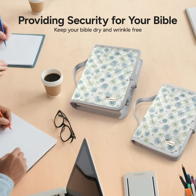 Alt view image 7 of 7 - Adjustable Bible Cover with 75 Bible Tabs - Bible Cover Case for Women Waterproof, Washable Quilted Bible Cases for Women with Bible Accessories, Christian Bible Gifts for Women Mom (Daisy-XL)