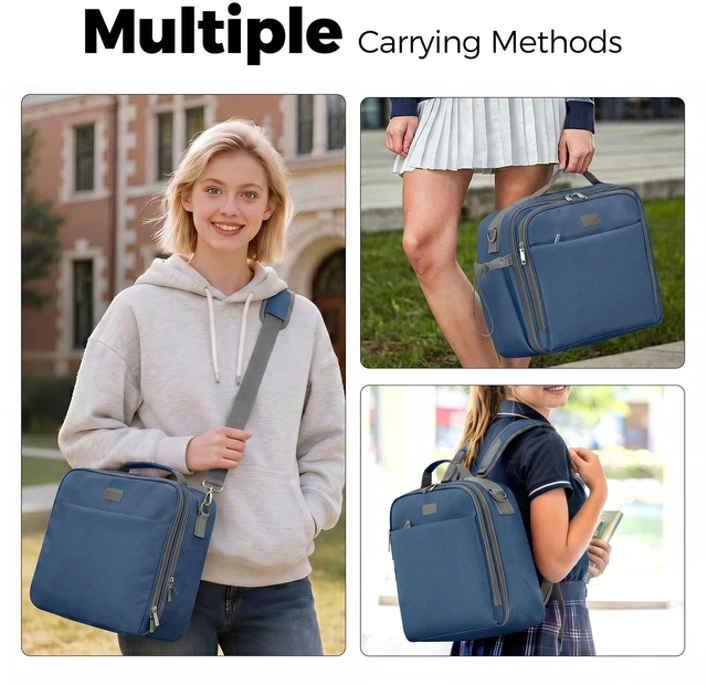 Alt view image 5 of 7 - 3 Inch 3 Ring Zipper Binder with Shoulder Strap & Handle, 650-Sheet Capacity Zip Up Binder for School, Multi Pocket Organizer for Students & Office Workers, Blue