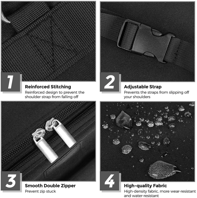 Alt view image 6 of 7 - 3 Inch 3 Ring Zipper Binder with Shoulder Strap & Handle, 650-Sheet Capacity Zip Up Binder for School, Multi Pocket Organizer for Students & Office Workers, Black