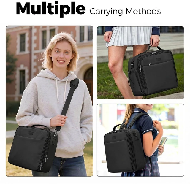Alt view image 5 of 7 - 3 Inch 3 Ring Zipper Binder with Shoulder Strap & Handle, 650-Sheet Capacity Zip Up Binder for School, Multi Pocket Organizer for Students & Office Workers, Black