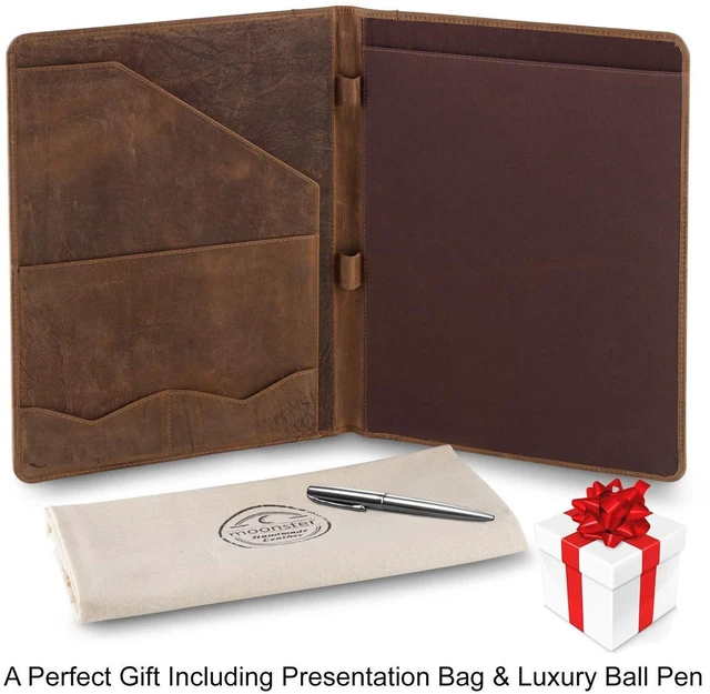 Alt view image 7 of 7 - Leather Portfolio Professional Organizer Padfolio Resume Folder with Luxury Pen - Leather Binder Portfolio Writing Pad with Business Card Holder - Portfolio Folder for Men & Women