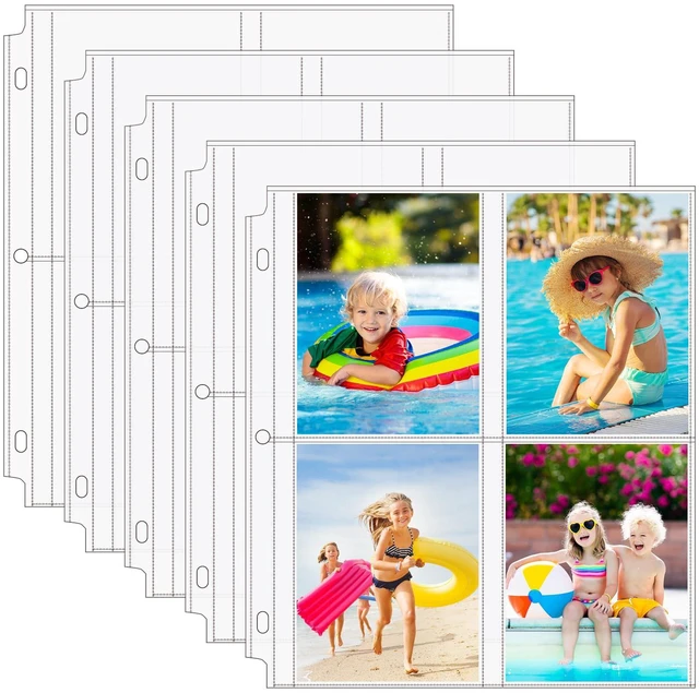 Main image of 60 Pack Photo Sleeves for 3 Ring Binder (480 Pictures), 3.5x5 in Heavy-Duty Archival Page Protectors, 4-Pocket Clear Photo Album Refill Pages, Plastic Seed Packet Sleeves, Acid-Free