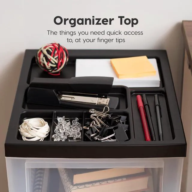 Alt view image 7 of 7 - 3-Drawer Rolling Storage Cart, Black/Clear Keep classroom supplies, teacher essentials, craft materials, and learning tools organized with easy-access drawers