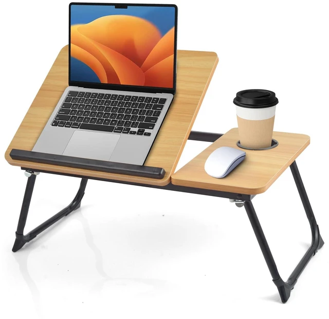 Main image of Lap Desk for Couch/Sofa/Floor, 5-Angle Adjustable Bed Desk with Foldable Legs &Cup Holder, Light Weight Bed Tray Table for Writing/Eating/Reading, Portable Laptop Stand for Adults, Kids