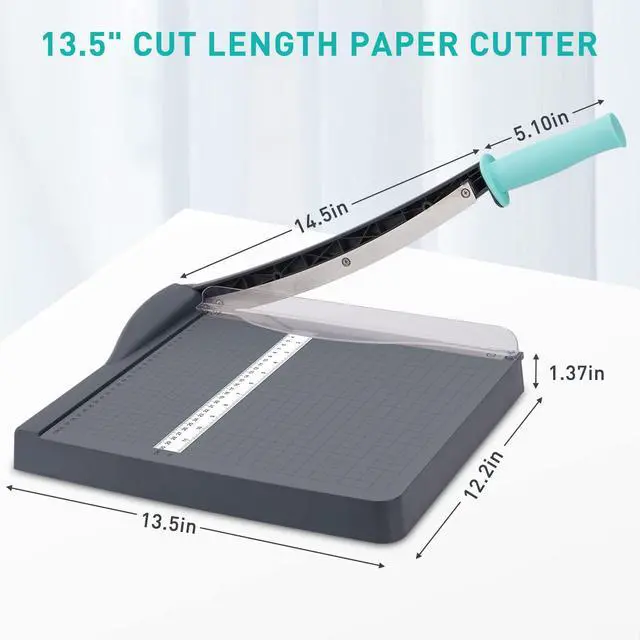 Alt view image 2 of 7 - Paper Cutter, Paper Slicer with Safety Guard and Blade Lock, 12" Cut Length Guillotine Paper Cutter with 16 Sheet Capacity, Paper Cutters and Trimmers for Cardstock Cardboard (Gray)