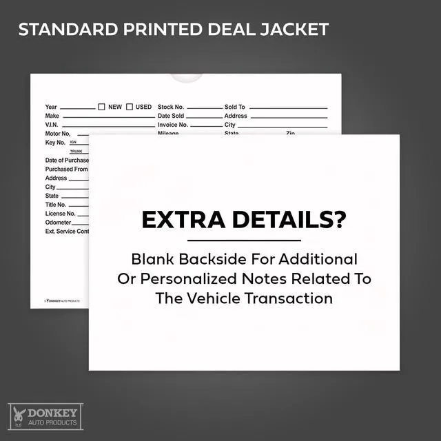 Alt view image 5 of 7 - Printed Vehicle Deal Envelopes 9x12 Deal Jackets (100 shrink wrapped) (White)