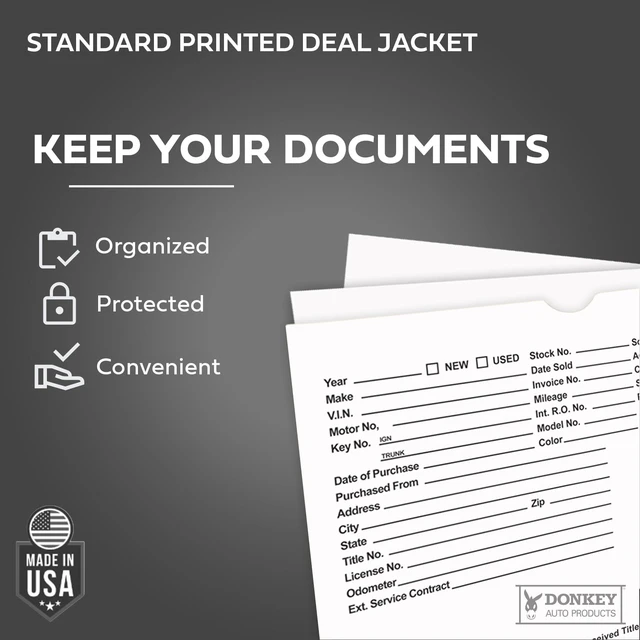 Alt view image 3 of 7 - Printed Vehicle Deal Envelopes 9x12 Deal Jackets (100 shrink wrapped) (White)
