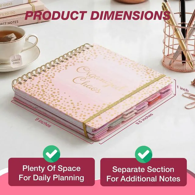 Alt view image 5 of 7 - Academic 18-Month Planner Aug 2026-Jan 2028, Organized Chaos Hard Cover Planner/Calendar with Daily, Weekly & Monthly Layouts, plus Pens, Stickers & Sticky Notes Included