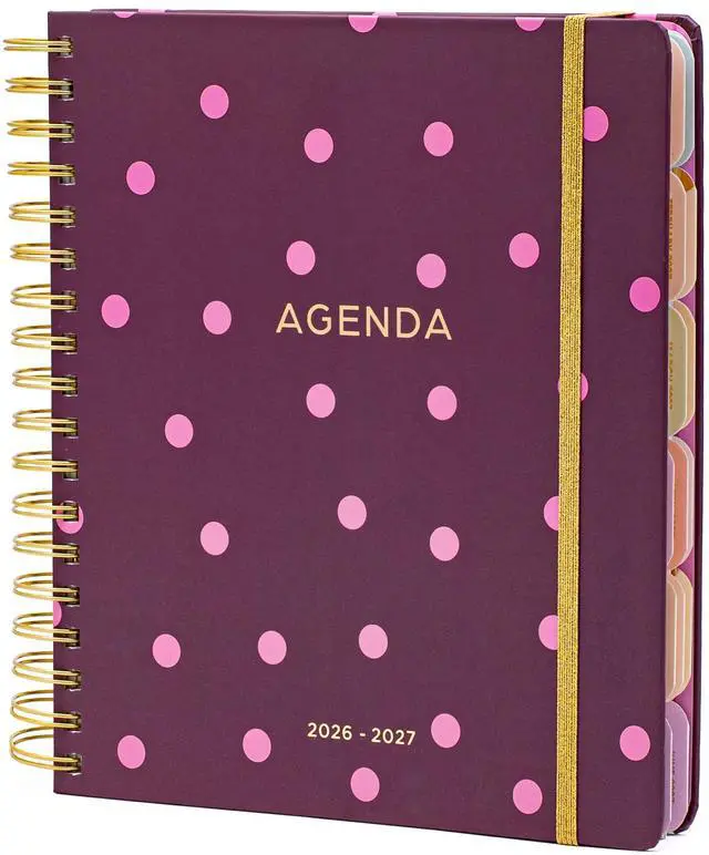 Main image of Academic 18-Month Planner 10" x 10" Aug 2026-Jan 2028, Pink Dots Hard Cover Planner/Calendar with Daily, Weekly & Monthly Layouts, plus Pens, Stickers & Sticky Notes Included