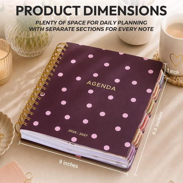 Alt view image 5 of 7 - Academic 18-Month Planner 10" x 10" Aug 2026-Jan 2028, Pink Dots Hard Cover Planner/Calendar with Daily, Weekly & Monthly Layouts, plus Pens, Stickers & Sticky Notes Included