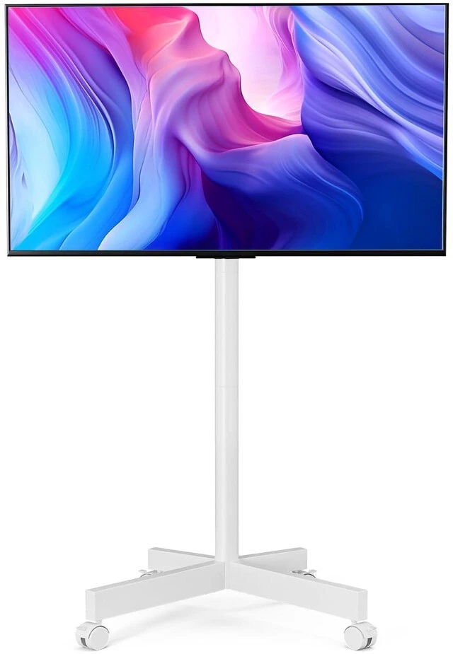 Main image of Mobile TV Cart Rolling TV Stand for 23-65 Inch Screen Outdoor TVs up to 110lbs, Height Adjustable Portable AV Cart with Wheels and Tilt Mount, Outdoor TV Stand Mount, Max VESA 400x400mm, White