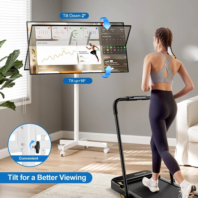 Alt view image 2 of 7 - Mobile TV Cart Rolling TV Stand for 23-65 Inch Screen Outdoor TVs up to 110lbs, Height Adjustable Portable AV Cart with Wheels and Tilt Mount, Outdoor TV Stand Mount, Max VESA 400x400mm, White