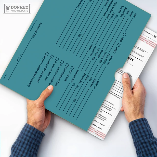 Alt view image 6 of 7 - Printed Vehicle Deal Envelopes 9x12 Deal Jackets (100 shrink wrapped) (Teal)