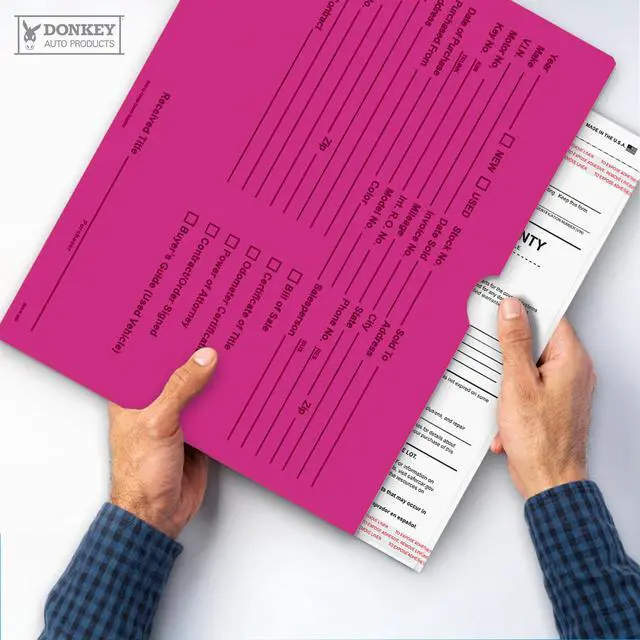Alt view image 6 of 7 - Printed Vehicle Deal Envelopes 9x12 Deal Jackets (100 shrink wrapped) (Fuchsia)