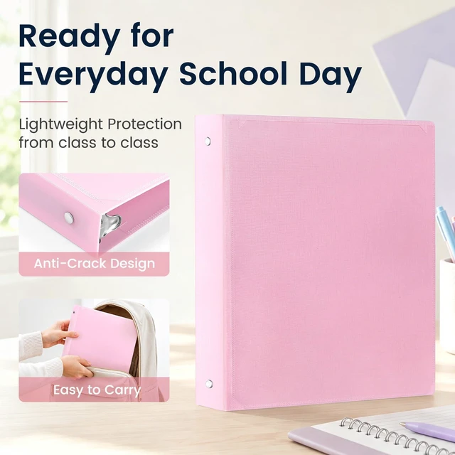 Alt view image 2 of 5 - 1 Inch 3 Ring Binder 12 Pack, White Round Ring Binders with Customizable Front & Back Covers, 2 Interior Pockets, Holds 175 Sheets, Lightweight Binders for School Office Home