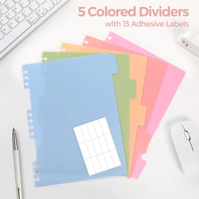Alt view image 3 of 7 - 5 Subject Notebook with Dividers and Tabs, 8" x 10" College Ruled Notebook for Work, 300 Pages Spiral Journal for Women, Pink