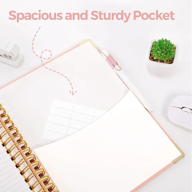 Alt view image 5 of 7 - 5 Subject Notebook with Dividers and Tabs, 8" x 10" College Ruled Notebook for Work, 300 Pages Spiral Journal for Women, Pink