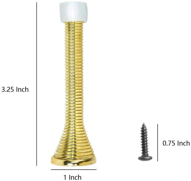 Alt view image 2 of 6 - 16 Pack Spring Door Stops 3 1/4 Inch Flexible Heavy Duty Spring Door Stopper with RustProof Screw Rubber Bumper Tips (Gold)