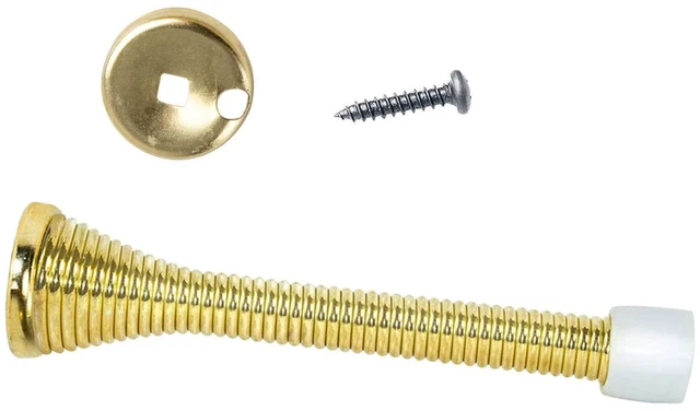 Alt view image 3 of 6 - 16 Pack Spring Door Stops 3 1/4 Inch Flexible Heavy Duty Spring Door Stopper with RustProof Screw Rubber Bumper Tips (Gold)