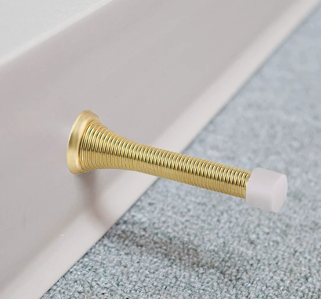 Alt view image 4 of 6 - 16 Pack Spring Door Stops 3 1/4 Inch Flexible Heavy Duty Spring Door Stopper with RustProof Screw Rubber Bumper Tips (Gold)
