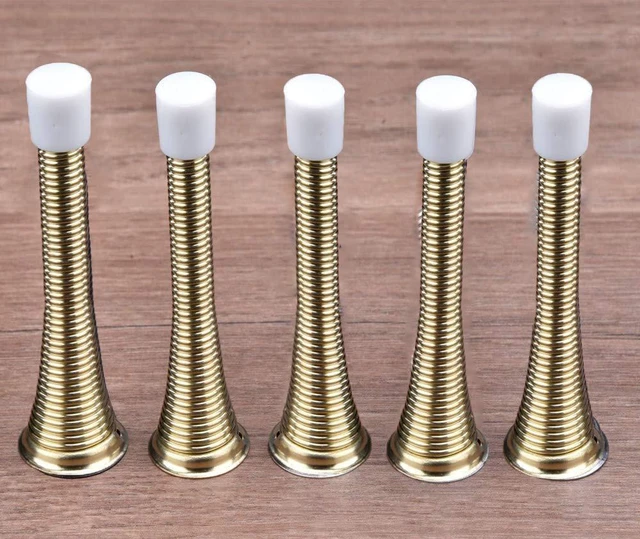 Alt view image 6 of 6 - 16 Pack Spring Door Stops 3 1/4 Inch Flexible Heavy Duty Spring Door Stopper with RustProof Screw Rubber Bumper Tips (Gold)