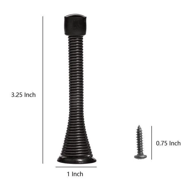 Alt view image 2 of 6 - 16 Pack Spring Door Stops 3 1/4 Inch Flexible Heavy Duty Spring Door Stopper with RustProof Screw Rubber Bumper Tips (Black)