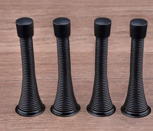 Alt view image 6 of 6 - 16 Pack Spring Door Stops 3 1/4 Inch Flexible Heavy Duty Spring Door Stopper with RustProof Screw Rubber Bumper Tips (Black)