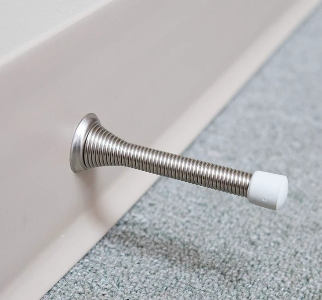 Alt view image 3 of 6 - 16 Pack Spring Door Stops 3 1/4 Inch Flexible Heavy Duty Spring Door Stopper with RustProof Screw Rubber Bumper Tips (Satin Nickel)